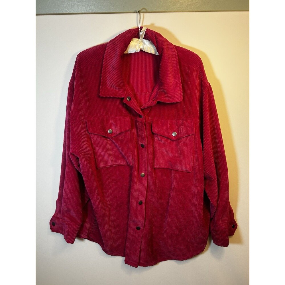 Wild Fable Hot Pink Corduroy Shacket Womens XL Oversized Snap Shirt Jacket - Picture 2 of 15